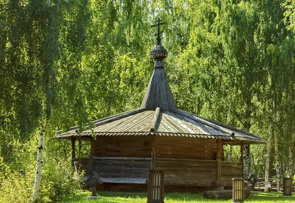 Chapel in the Russian village. Summer. Old wooden houses - monument of ancient Russian architecture. Golden ring Russia, Kostroma