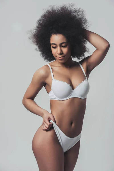 Afro donna americana in lingerie — Foto Stock