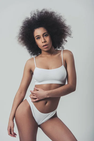 Afro donna americana in lingerie — Foto Stock