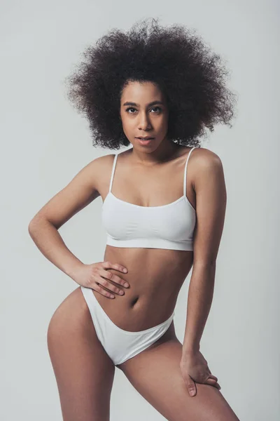 Afro donna americana in lingerie — Foto Stock