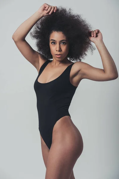 Afro donna americana in lingerie — Foto Stock