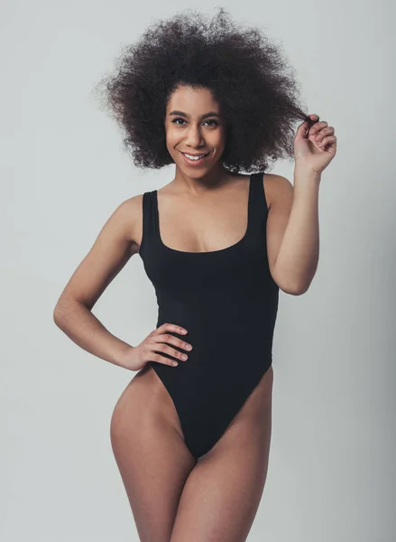 Afro donna americana in lingerie — Foto Stock