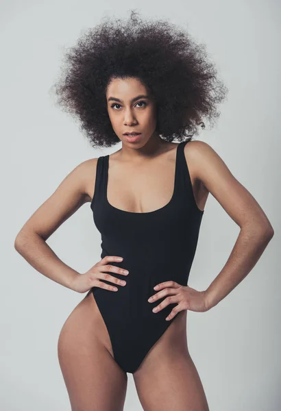 Afro donna americana in lingerie — Foto Stock