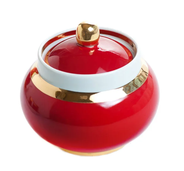 Red sugar bowl — Stock Photo, Image