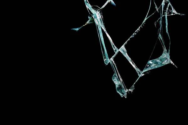 Ett Mönster Från Krossad Spegels Och Glasets Påverkan Svart Bakgrund — Stockfoto