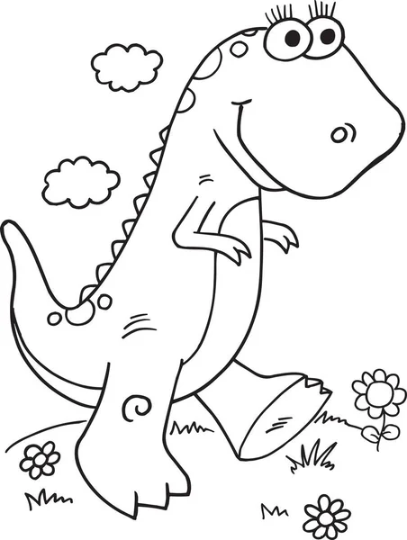 Lindo dinosaurio ilustración Vector arte — Vector de stock