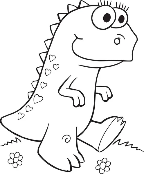 Lindo dinosaurio ilustración Vector arte — Vector de stock