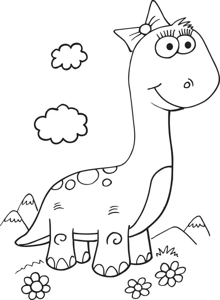 Leuke Dinosaurus Illustratie Vector Art — Stockvector