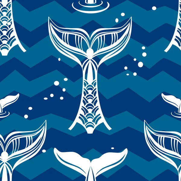 クジラの尾を持つシームレス パターン ベクトル — ストックベクタ