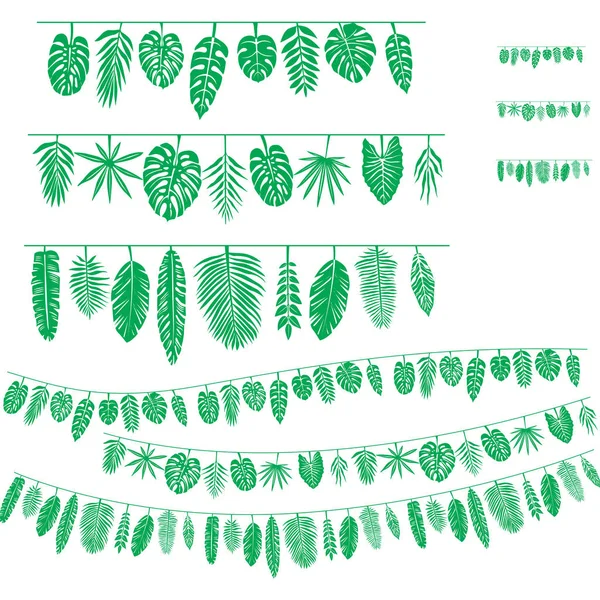 Pattern brush from Tropical Leaves — Stock Vector