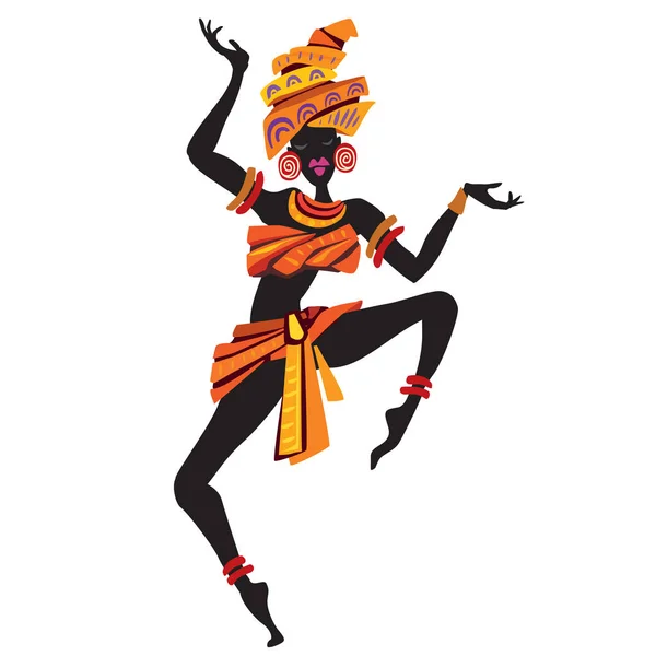 踊るアフロ女性 コンセプト装飾的なスタイルで踊っている女の子 — ストックベクタ