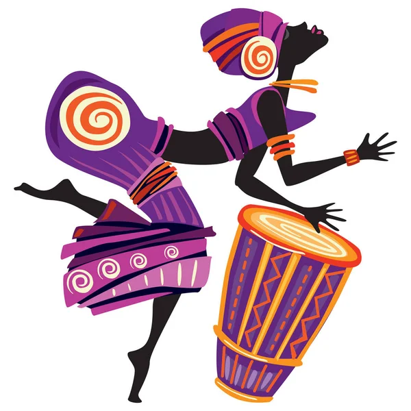 Афро Женщины Танцуют Концепция Танцовщицы Декоративном Стиле — стоковый вектор