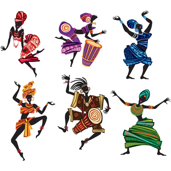Ludzi Tańczących Tradycyjnym Stylu Etnicznym — Wektor stockowy