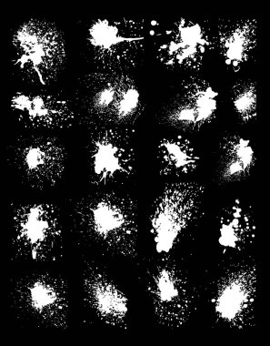 El çizim beyaz boya su sıçramalarına. Kar. Tasarım öğesi. Siyah izole doku