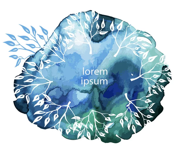 Botanic Kort Med Skisser Växter Akvarell Bakgrunden Våren Koncept Dekoration — Stock vektor