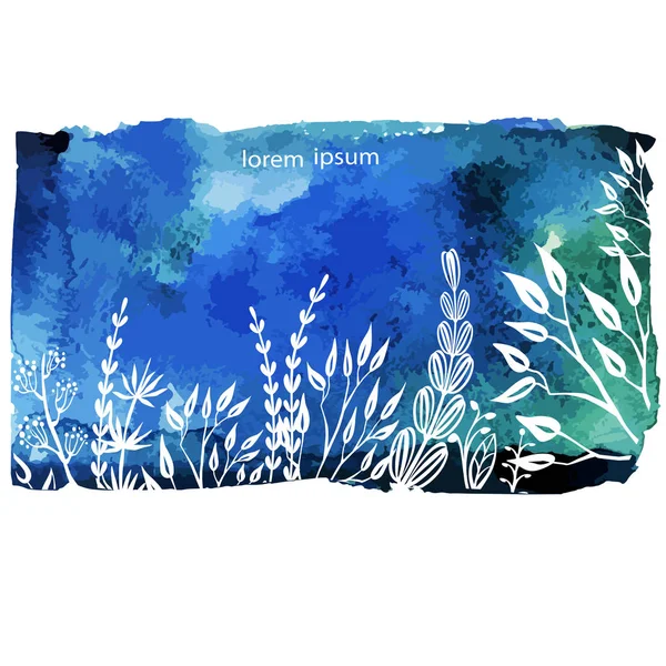 Botanic Kaart Met Schetsen Planten Aquarel Achtergrond Lente Concept Decoratie — Stockvector