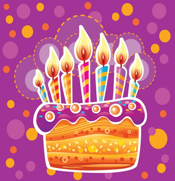 Bunte Geburtstagstorte mit Kerzen — Stockvektor