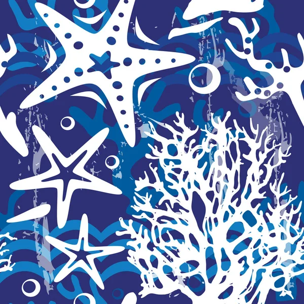 Τα μοτίβα με τα θαλάσσια πλάσματα — Διανυσματικό Αρχείο