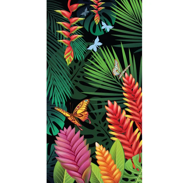 Background with tropical jungle plants — Stock Vector