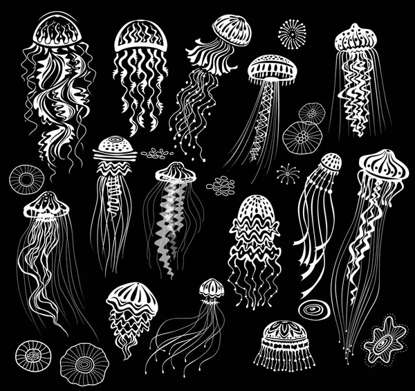 Zestaw dekorów jellyfishes — Wektor stockowy