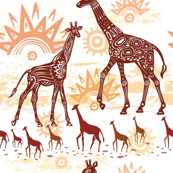 Seamless pattern with Giraffes — Stock Vector