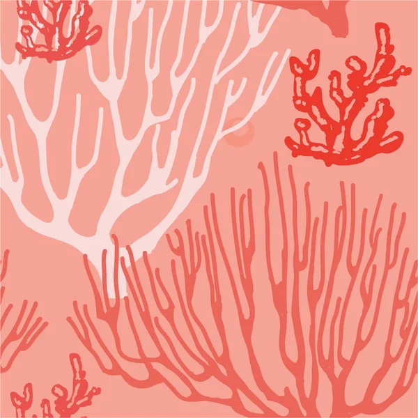 Mercan dikişsiz desen. Yaşayan mercan — Stok Vektör