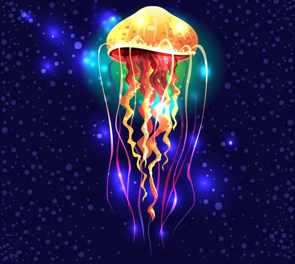 Glowing vivid transparent a jellyfish — Stock Vector