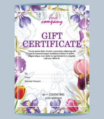 Irises ile hediye çeki şablonu