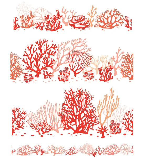 Ensemble de coraux bordure motifs sans couture — Image vectorielle
