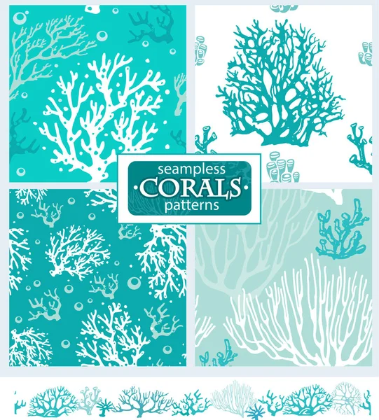 Set van koralen naadloze patronen — Stockvector