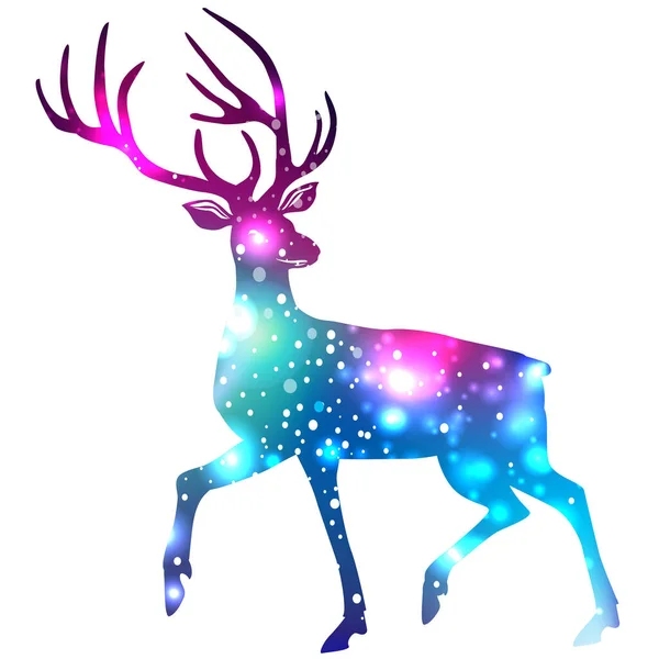 Silhouette of a deer with galaxy effect — Stock Vector