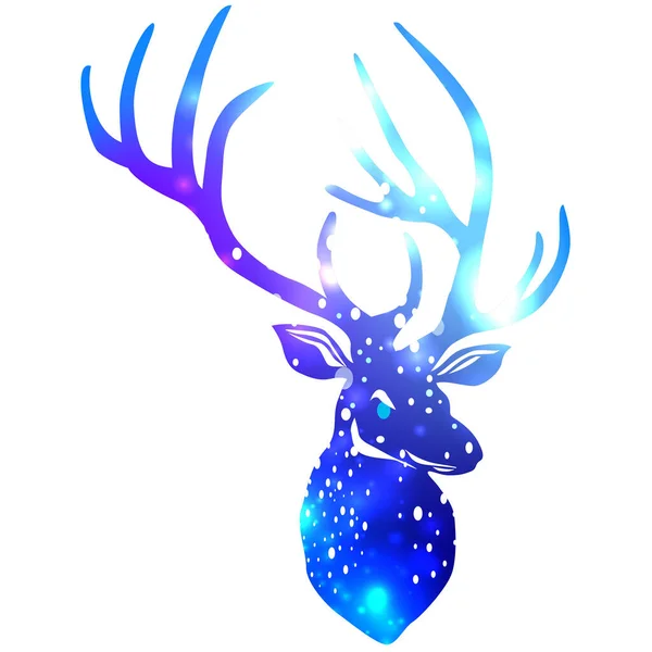 Silhouette of a deer with galaxy effect — Stock Vector
