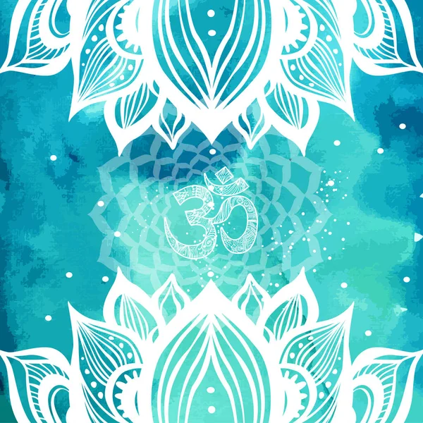 Esoteric Background Lotus Yoga Symbols Vector Illustration — Stock Vector