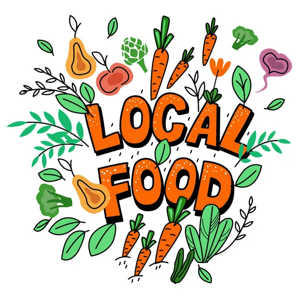 Cita Manuscrita Alimentos Locales Elemento Diseño Ecológico Producción Ecológica Local — Vector de stock
