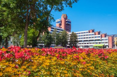 Klaipeda, Litvanya - 15 Temmuz 2018: Güzel manzara merkezi Meydanı