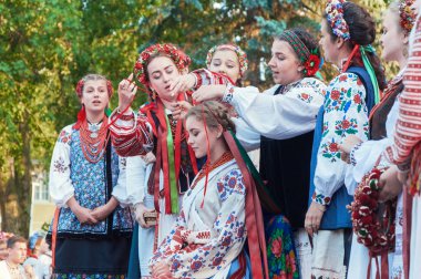 Klaipeda Litvanya 20th Temmuz 2018 Ukrayna halk topluluğu Kralytsia Uluslararası ardından festival Parbeg laivelis