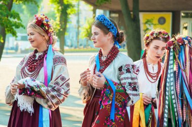 Klaipeda Litvanya 20th Temmuz 2018 Ukrayna halk topluluğu Kralytsia Uluslararası ardından festival Parbeg laivelis