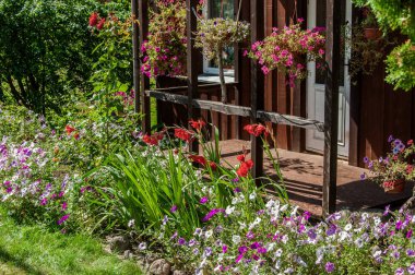 Eski evin çiçekli güzel Teras