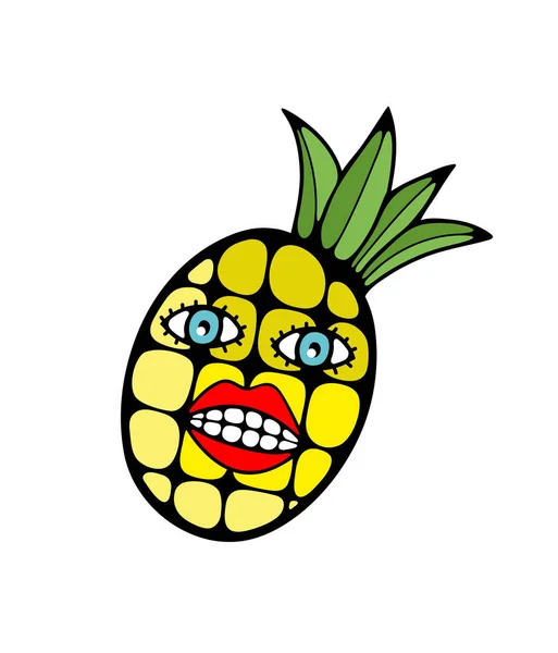 Abstrakte Illustration mit Ananas- und Gesichtselementen. — Stockvektor