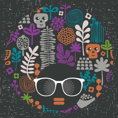 Koyu tenli ve yaratıcı türban başında genç afro kızla.