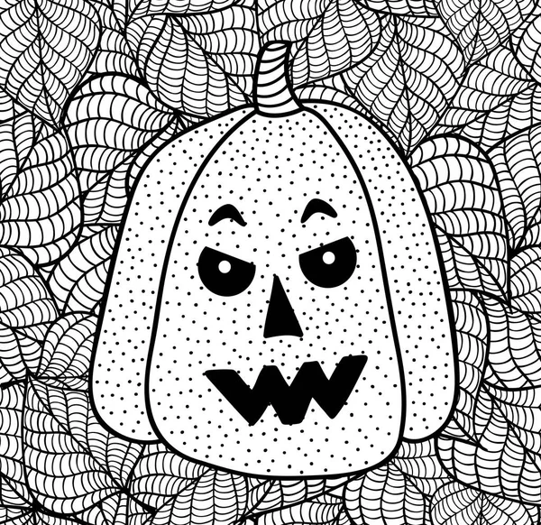 Zucca di Halloween in bianco e nero per la colorazione . — Vettoriale Stock