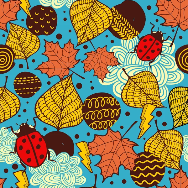 Endless background with colorful autumn leaves. Vector art. — Stock Vector