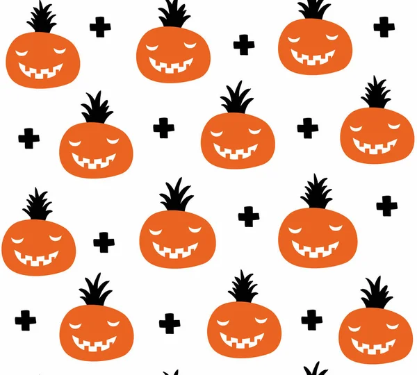 Creative seamless pattern in scandinavian style with halloween pumpkins. — Stock Vector