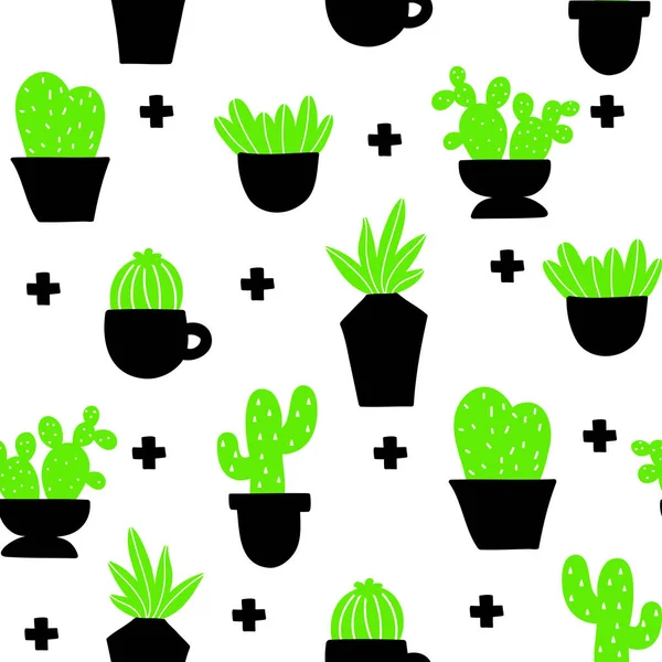 Endless wallpaper with home plants. Scandinavian style vector illustration. — Stock Vector