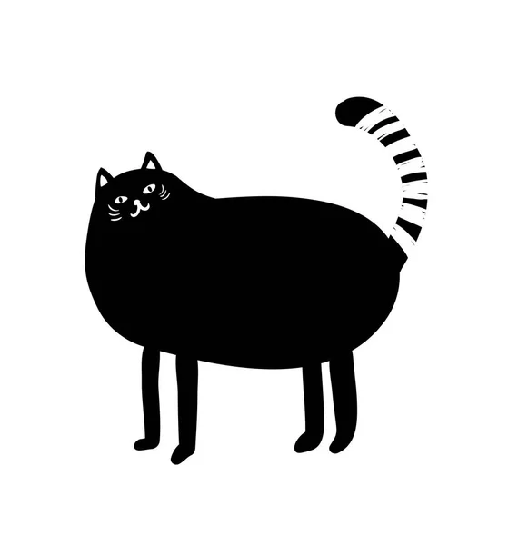 Black and white portrait of fat cat. — Stock Vector