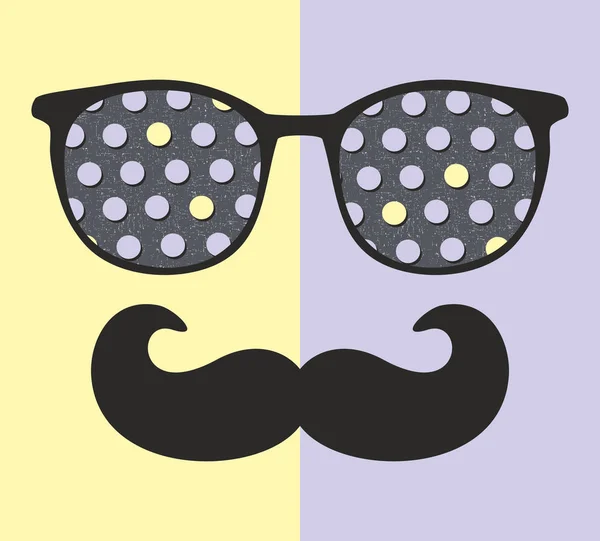 Visage abstrait de l'homme dans des lunettes avec des moustaches . — Image vectorielle