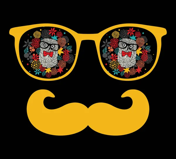 Abstract face of man in glasses with moustaches. — Stock Vector