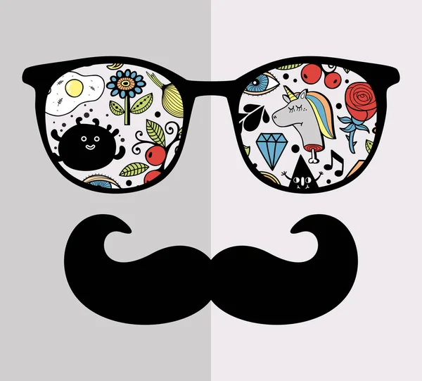 Cara abstracta del hombre en gafas con bigotes . — Archivo Imágenes Vectoriales