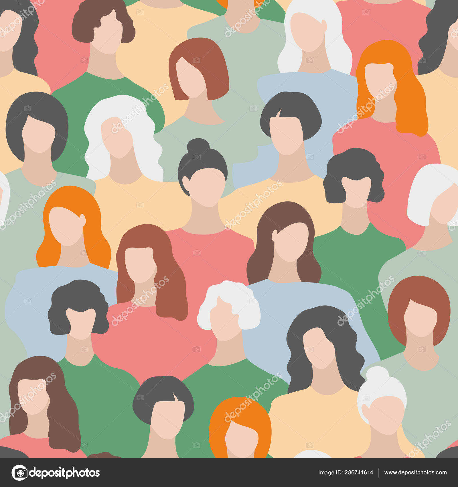 Seamless pattern of girls and women drawing in flat abstract style. Vector illustration of young people. Endless wallpaper best for print on fabric and wrapping paper. Stock Vector Image by ©ekapanova #286741614 Seamless pattern of girls and women drawing in flat abstract style. Vector illustration of young people. Endless wallpaper best for print on fabric and wrapping paper. Stock Vector Image by ©ekapanova #286741614