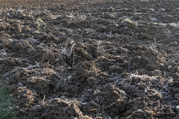 Landbouwgrond Winter Braak Verwerkte Bodem Wacht Zaaien Het Voorjaar — Stockfoto